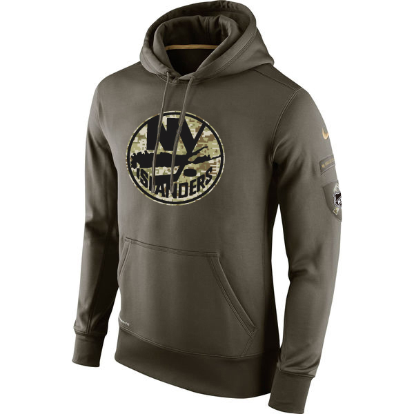 Men NHL NEW York Islanders Nike Olive Salute To Service KO Performance Hoodie Green->philadelphia flyers->NHL Jersey